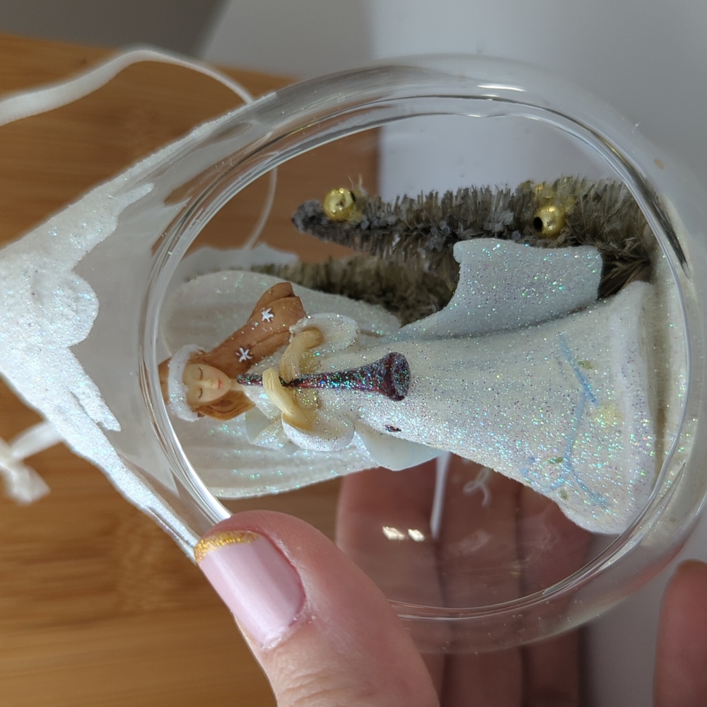 EUC boxed "joy to the world" angel Christmas ornament